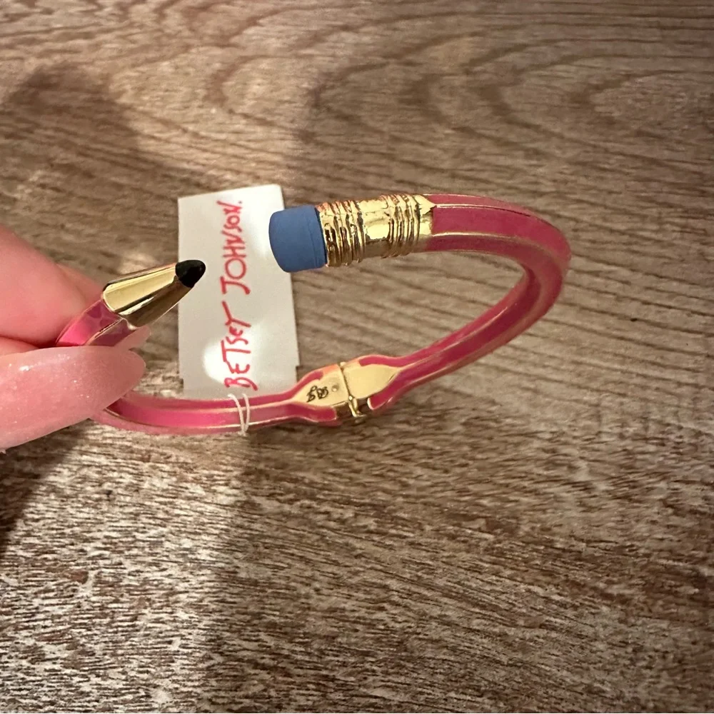 Betsey Johnson Pink Pencil Hinged Bracelet
